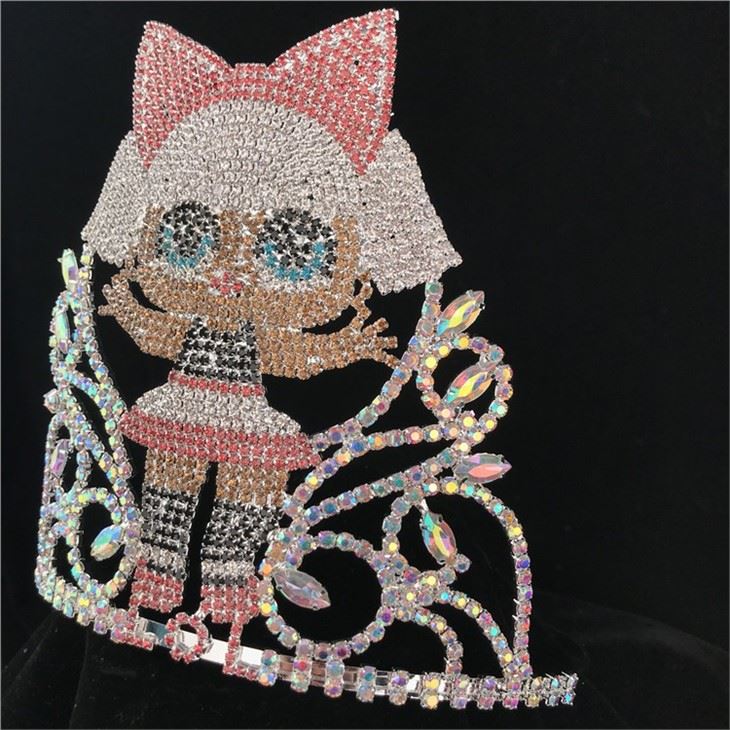 6 Inch Custom Rhinestone Pageant Crowns Crystal Theme Adjustable Tiara